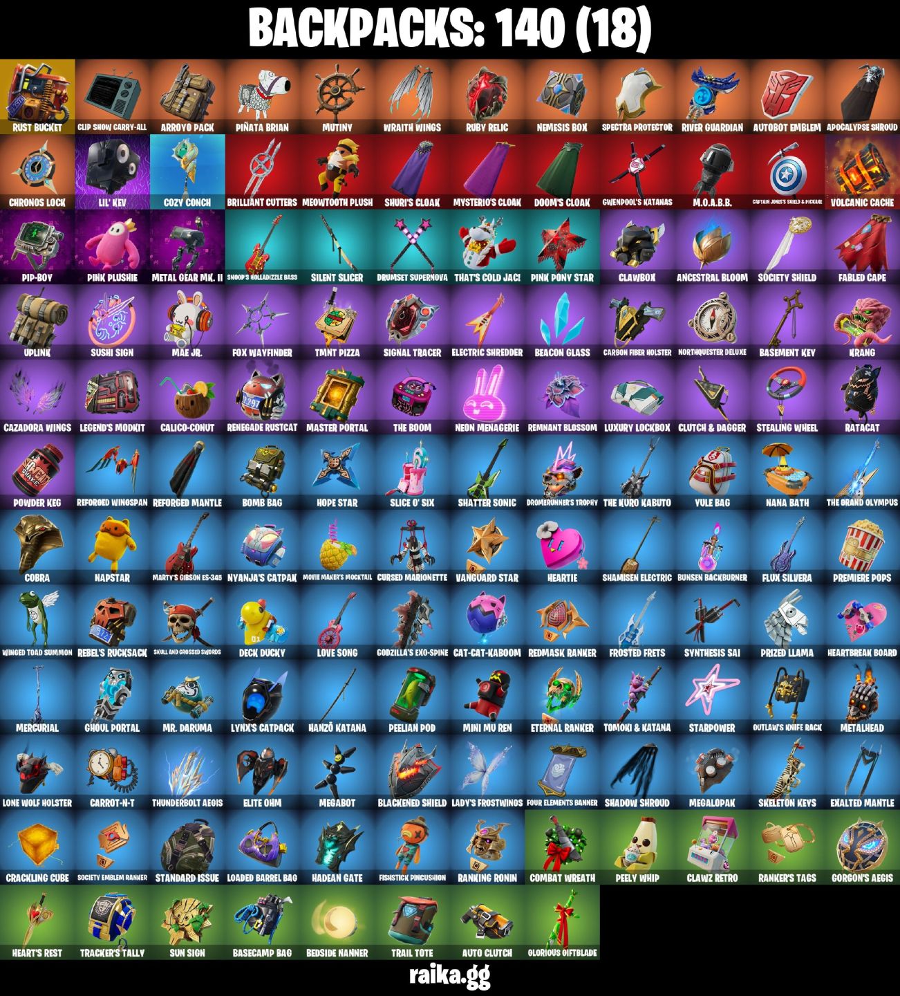 84 Skins - spektra knight, blackheart, emma frost, santa dogg, 1550 vbucks