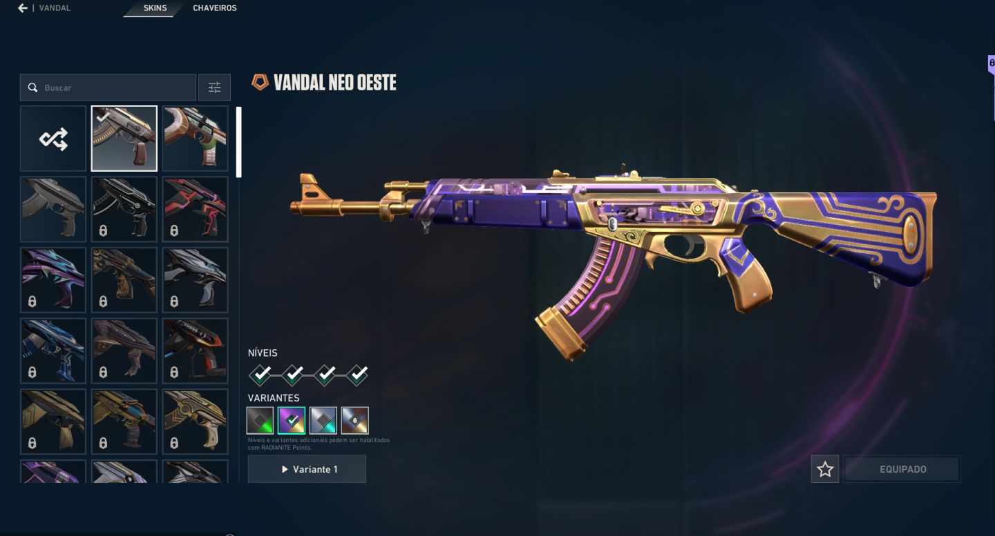 Conta de valorant - diamante 1 com pacote neo-oeste completo e outras skins