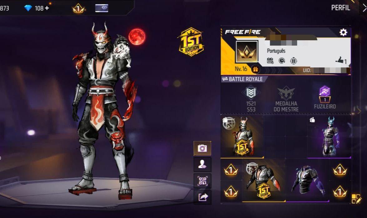 [FREE FIRE] CONTA LVL 16 | 2 CONJUNTOS SAMURAI | 108+ DIAMANTES