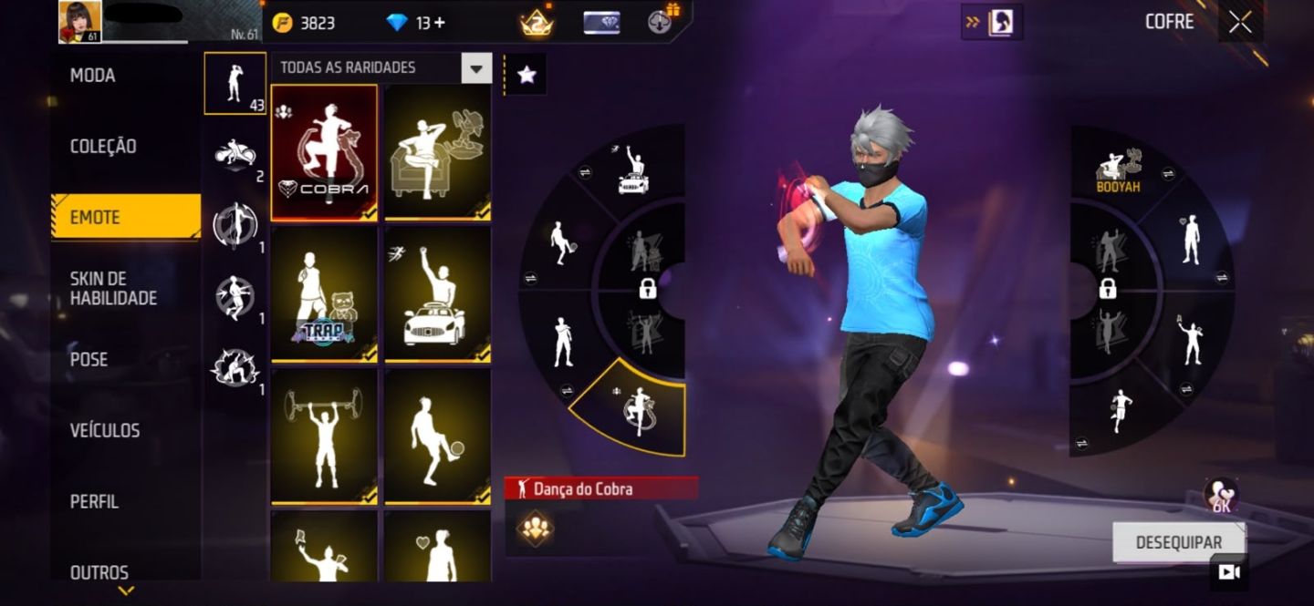 Conta Free fire level 61, Com Skin evolutiva e punho!