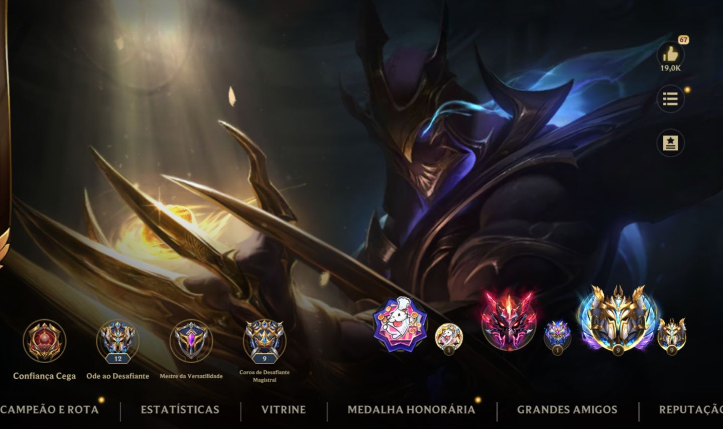 Conta monarca com 411 skins e vários cosméticos
