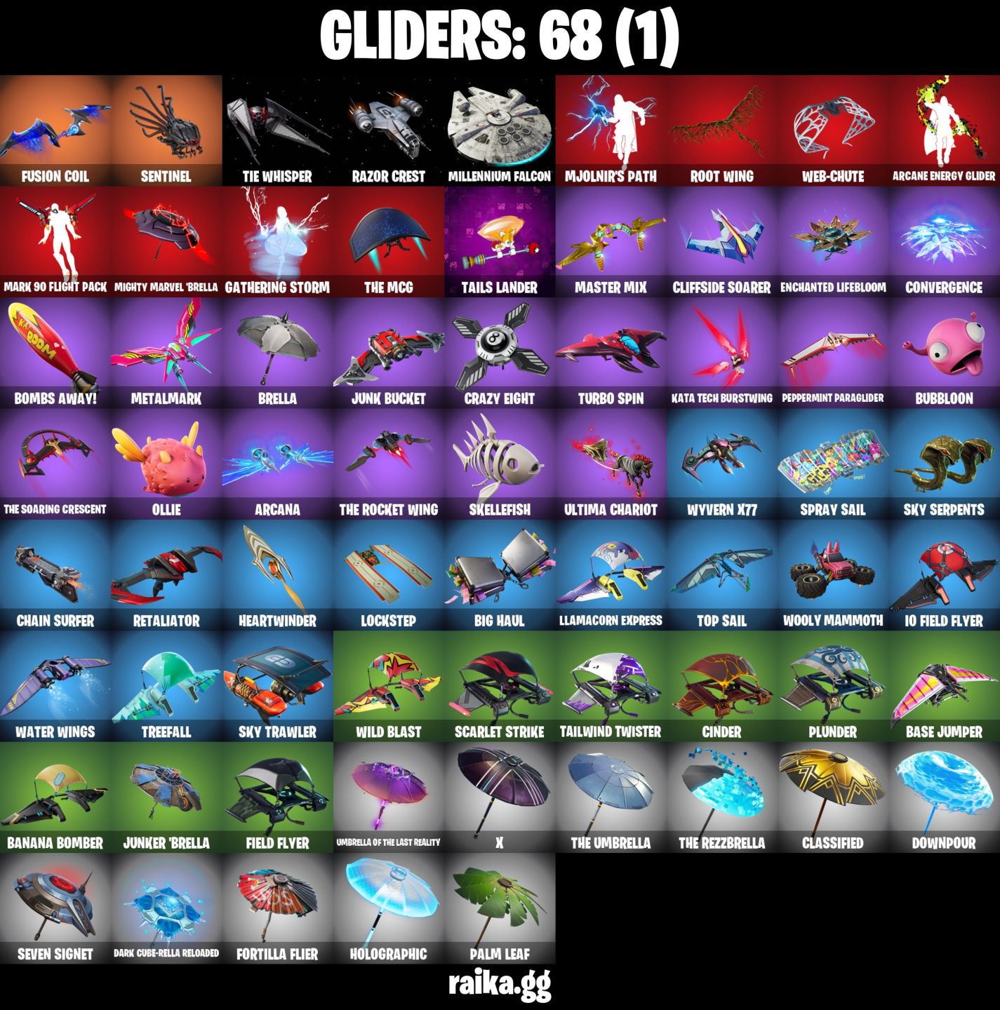 69 skins Travis Scott 3,3k VBucks Midas Tony stark