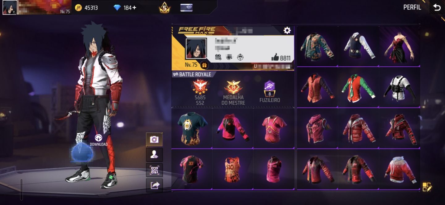 Conta de freefire antiga, gemada lvl 75 full acesso