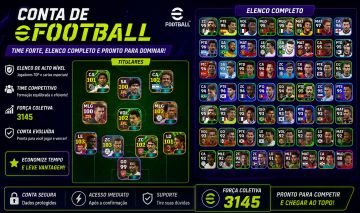 Conta eFootball com Epics raros e força 3145! Confira!