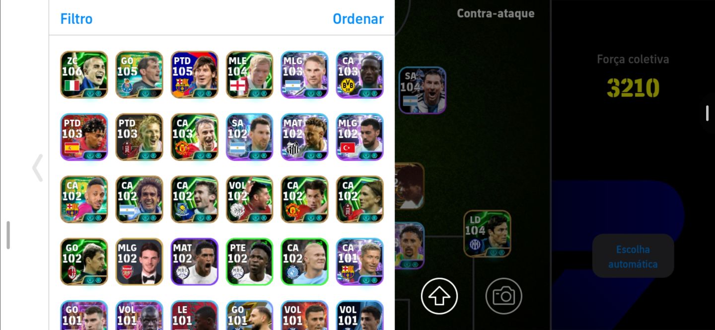 EFootball 2026 Mobile | Conta Forte 3210 de Força Coletiva Messi, Neymar, cr7