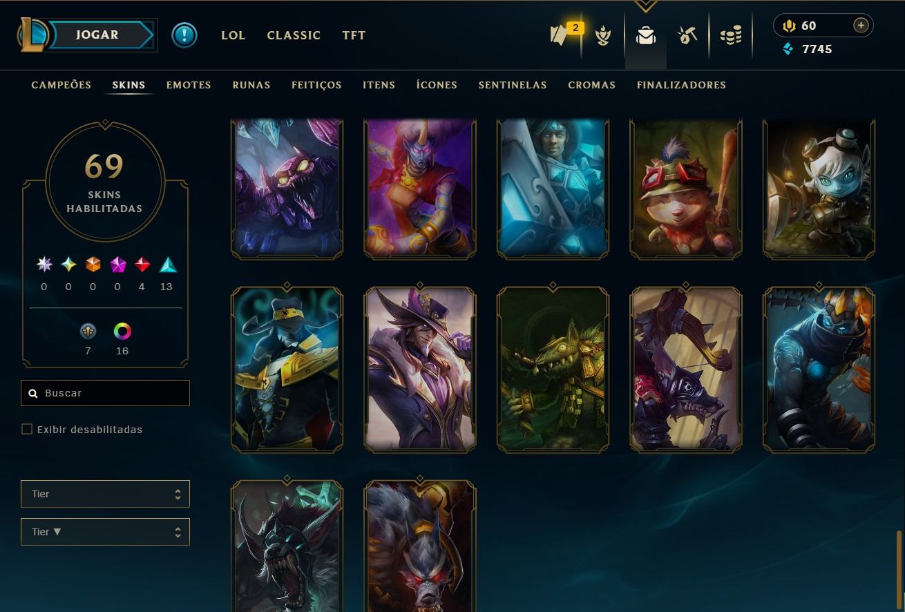 CONTA LEAGUE OF LEGENDS NV. 207 | 69 SKINS