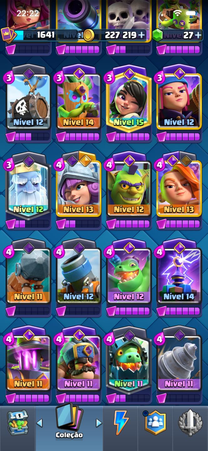 Conta Clash Royale passe da mini pekka completo 8 heróis, 19 evoluções