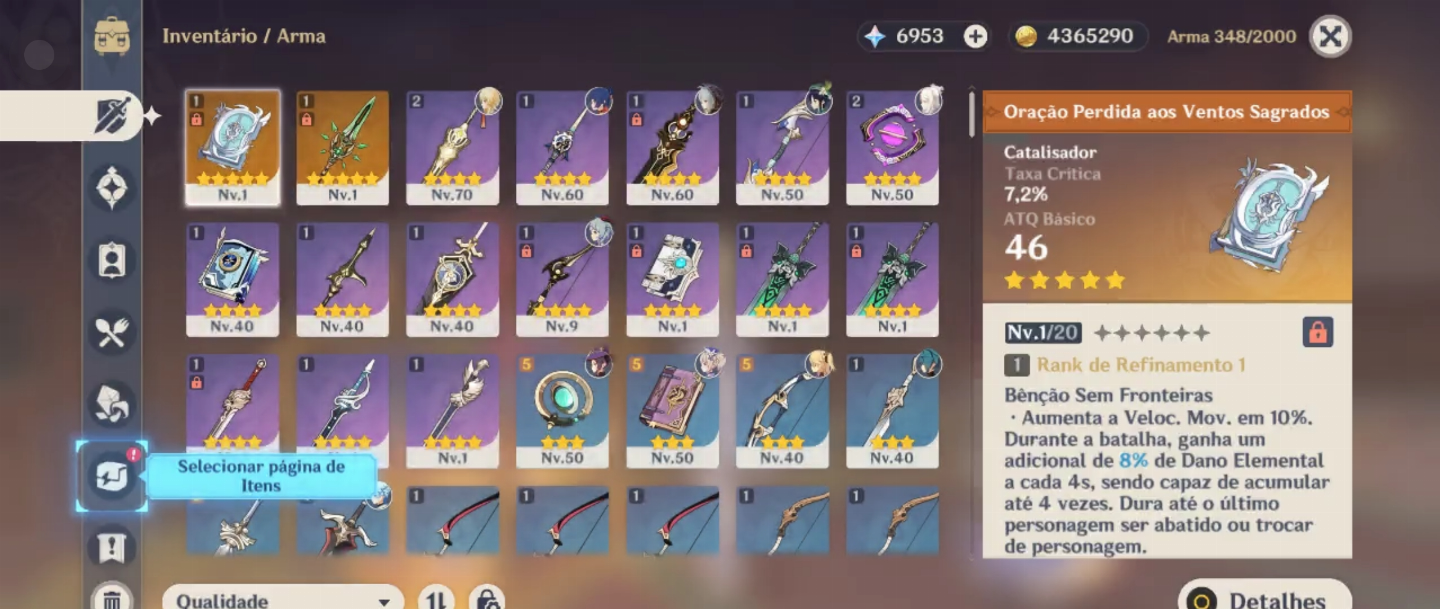 (NA)VENTI+GANYU+MONA+2 ARMA T5+XIANGLING C6 6.9K GEMAS+21 GIROS