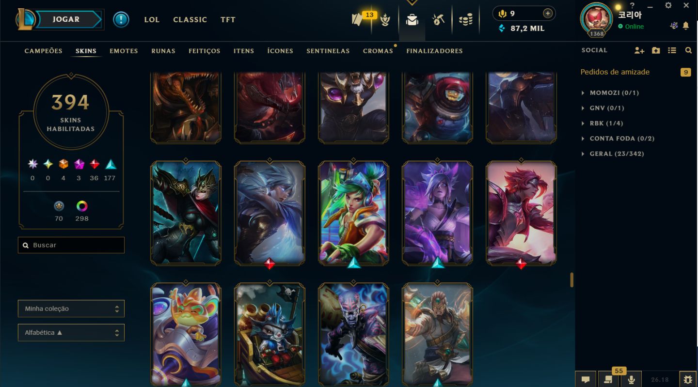Conta League Of Legends Nv 1368 ( 394 Skins )