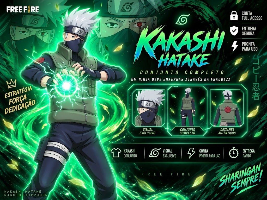 CONTAS FREE FIRE | LEVEL 20+ ,SKINS, DIMAS, UMP ATRIBUTADA ,ANGELICAL | NARUTO