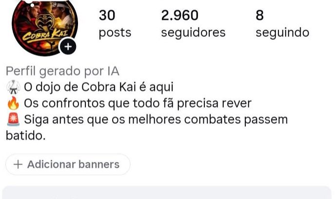 Conta de Instagram Cobra Kai | 2,9 Mil Seguidores | Alto Engajamento |