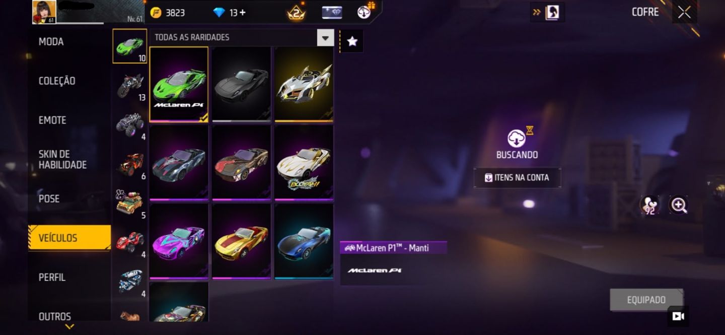 Conta Free fire level 61, Com Skin evolutiva e punho!