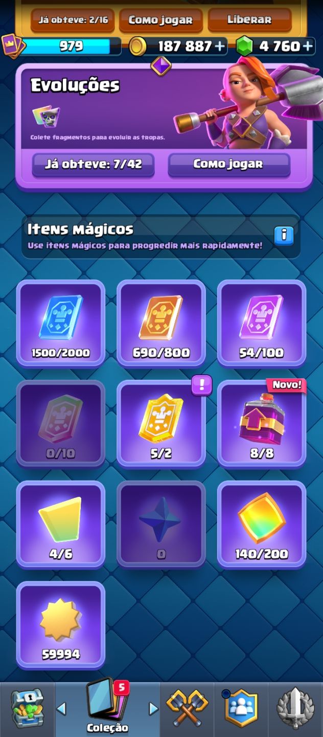 CONTA CLASH ROYALE LÉV 12 | ARENA 13 | 4760 GEMAS | 7 EVOLUÇÕES + TROCA DE NICK