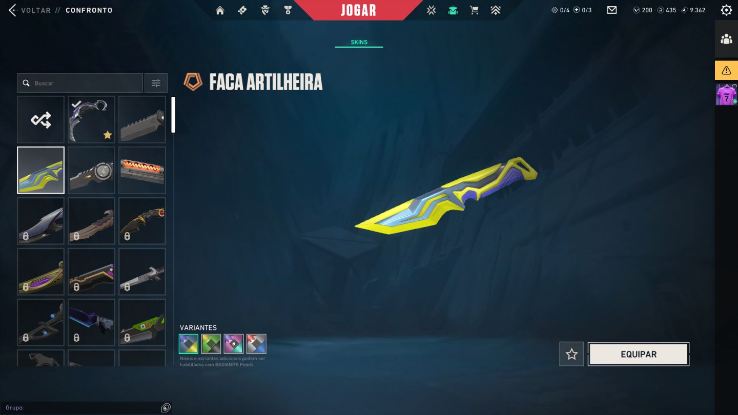 CONTA VALORANT - KARAMBIT SAQUEADOR, VADAL RGX, PANTHON GLITCHPOP - LV129