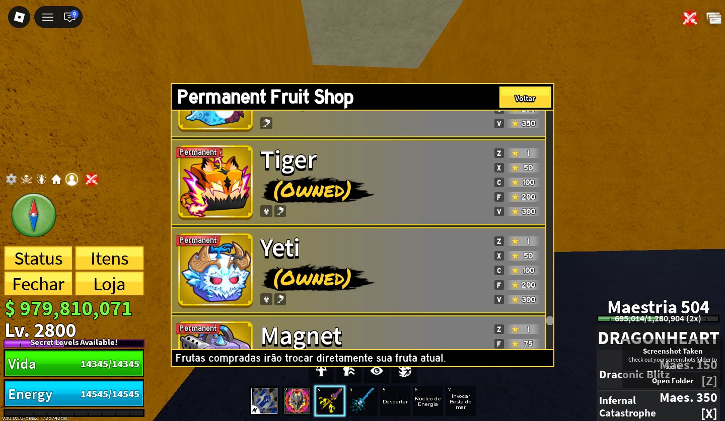 PROMOÇÃO] CONTA DE BLOX FRUITS COM DRAGON PERM + 23 FRUTAS PERMANENTES