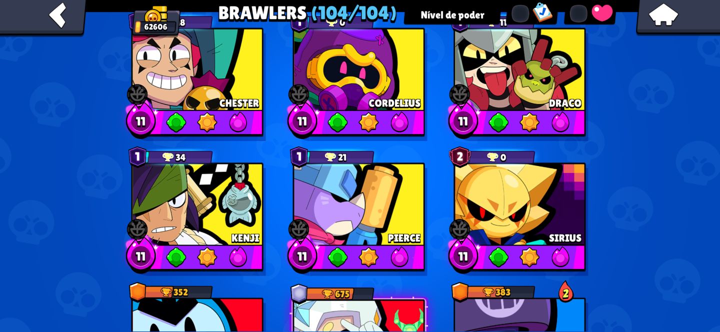 Conta TOPADA 106/106 com 57 brawl 11 com hipercarga