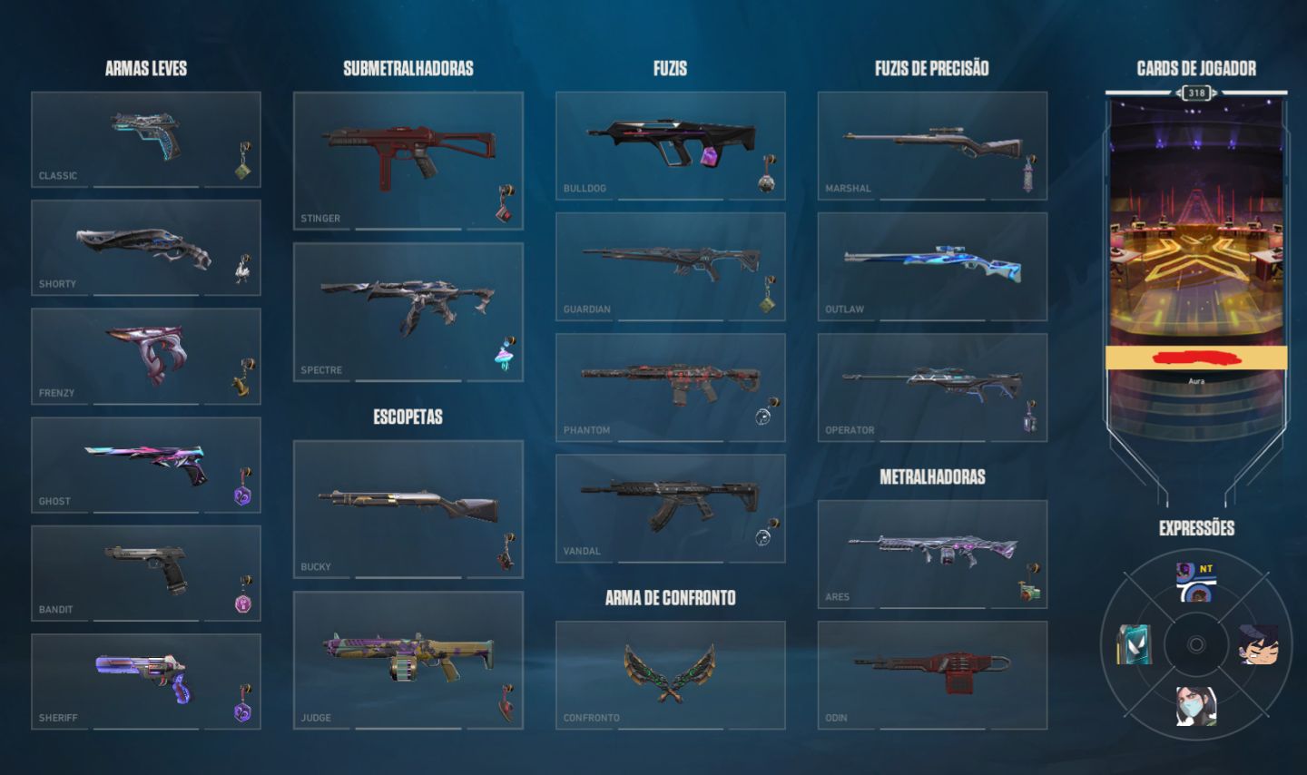CONTA VALORANT COM DIVERSAS SKINS