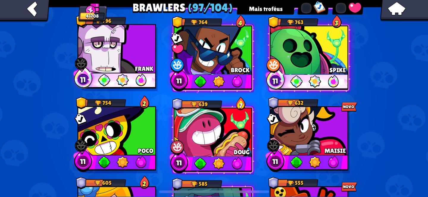 Conta de Brawl Stars super upada e cheia de skin mítica e lendária