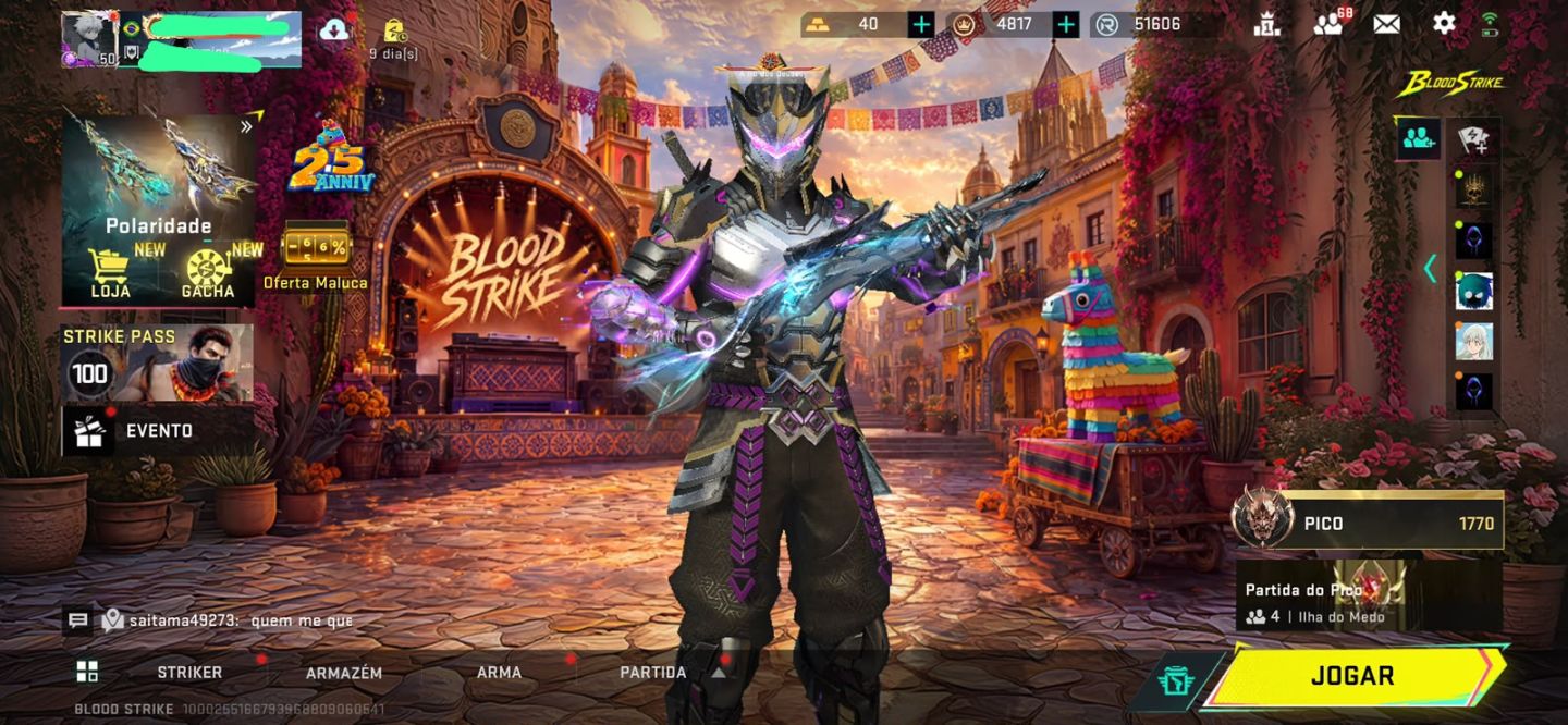 CONTA BLOODSTRIKE ANTIGA COM KATANA MARÉ DE GUERRA E 1066 dias