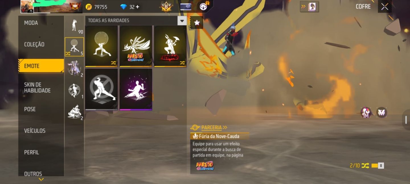 Conta de FF, prime 8, com barbinha e bandeira pirata