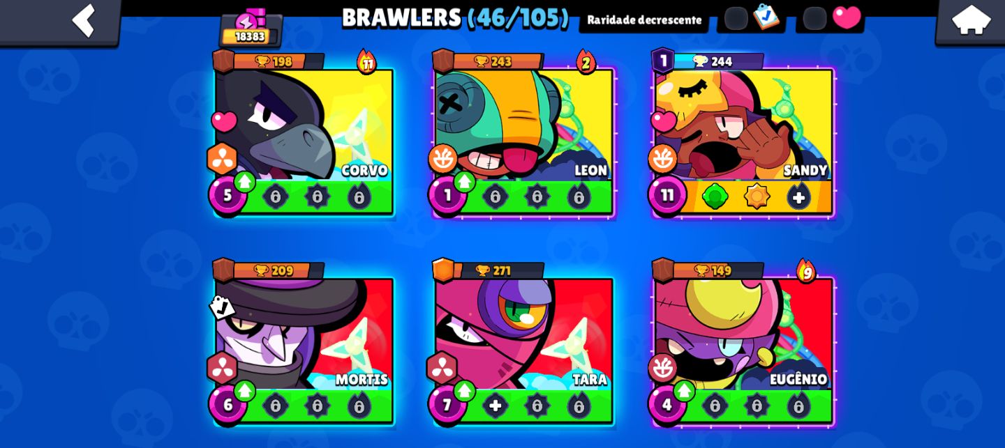Conta brawl strars 18k troféus,46 brawlers 46 skins 1 hypercarregada, 1 lendaria