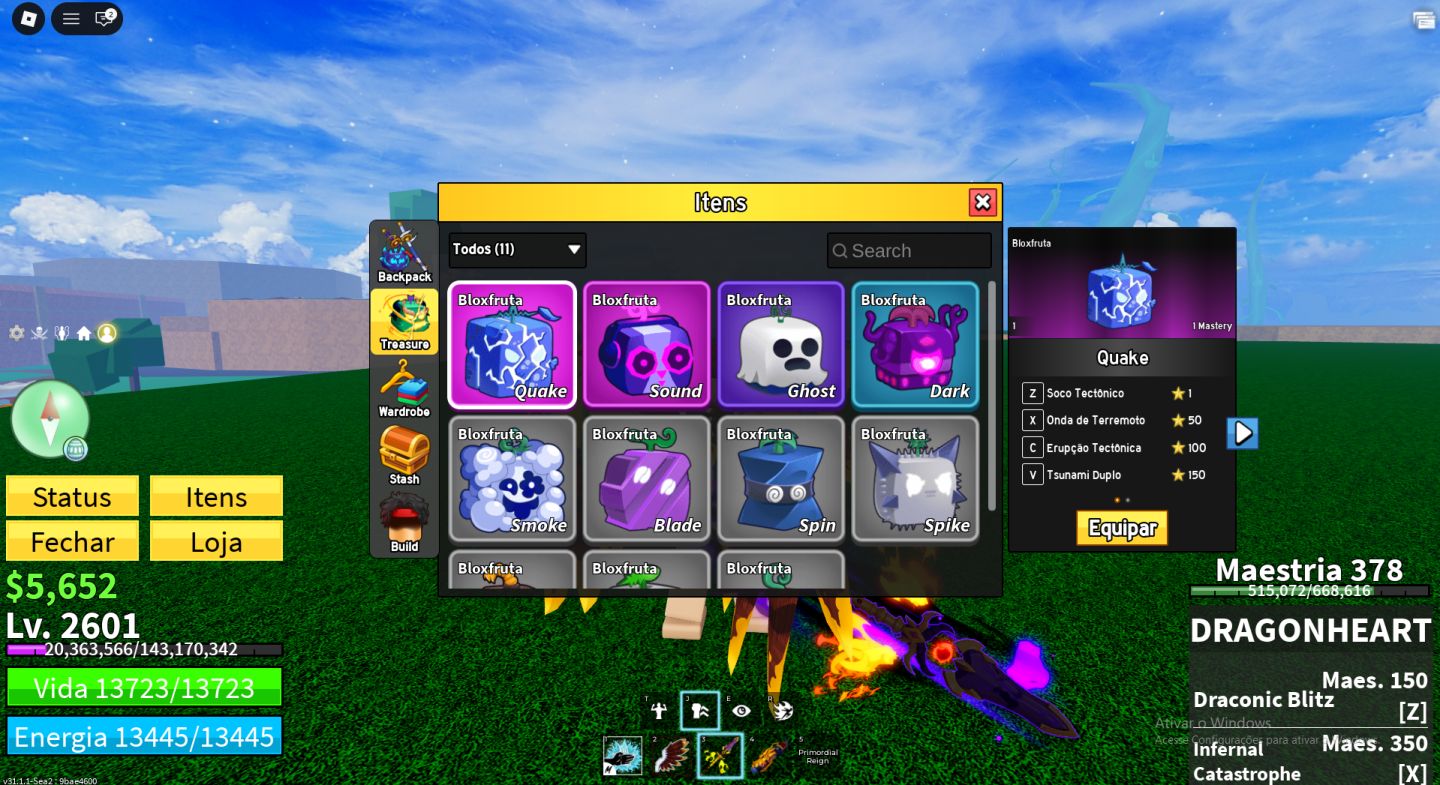 Conta de Blox Fruits Full Com os Melhores equipamentos, Raça Draco e muito mais