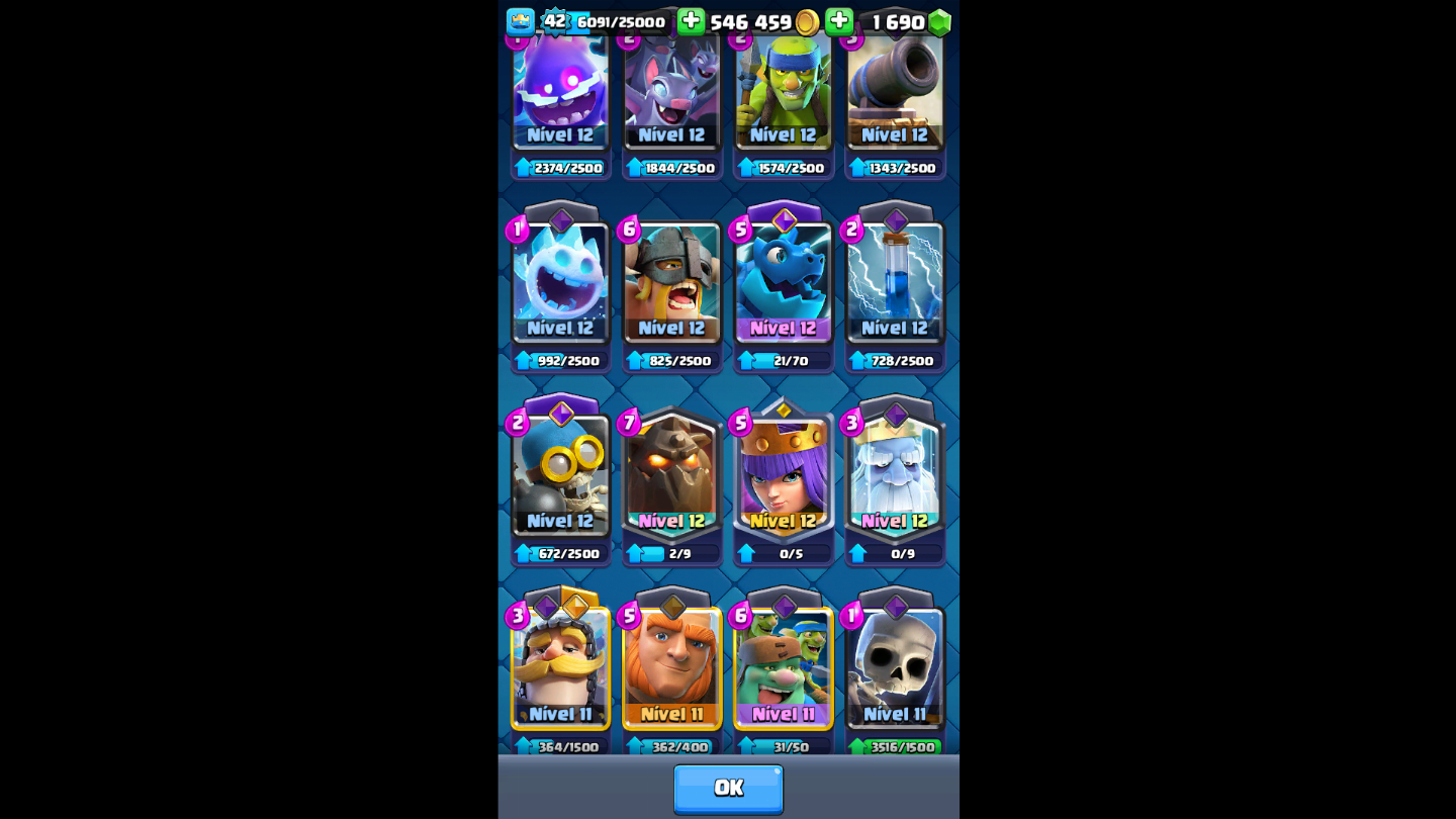 Conta de clash royale com 9151k de trofeus 14evo valor negociavel só vem!!!