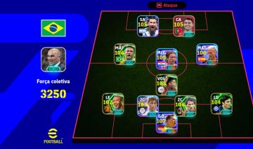 CONTA EFOOTBALL 3250 DE FORÇA COM NEYMAR 106,NEUER 107, OLMO 105,BARESI 106,CR7