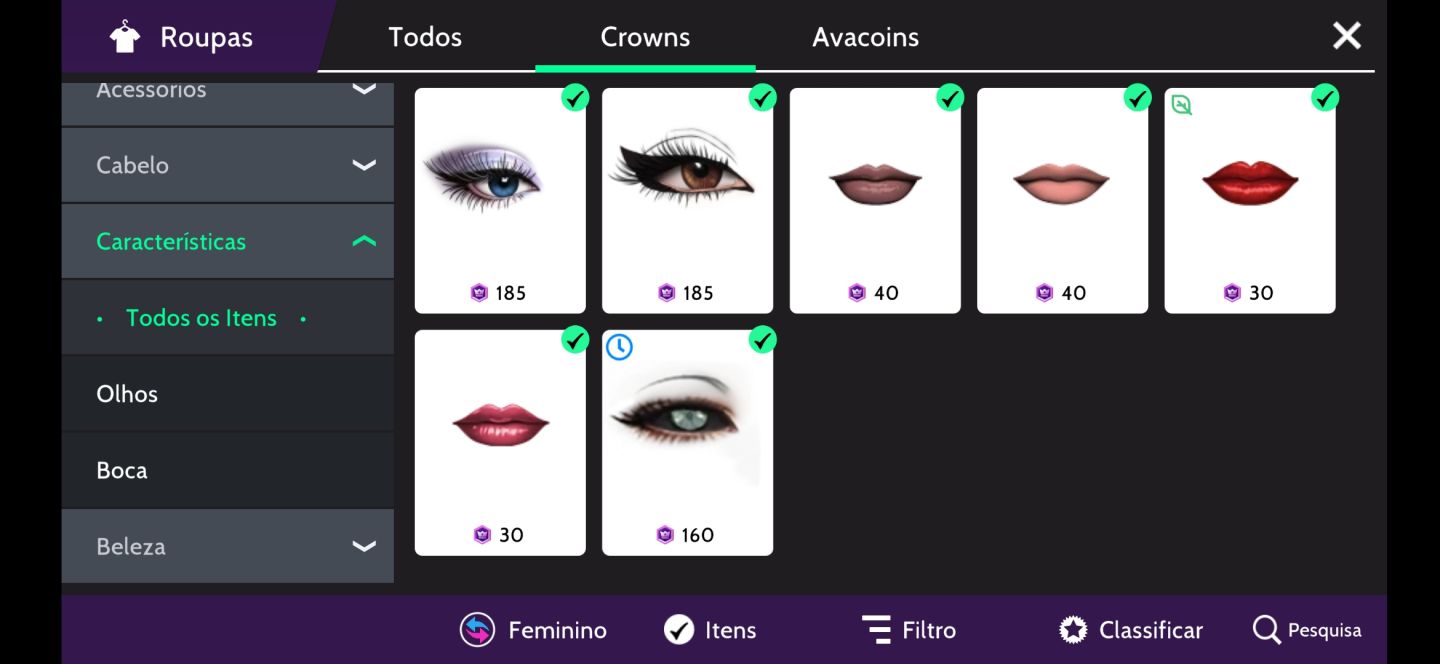 Conta avakin life feminina - lev 54