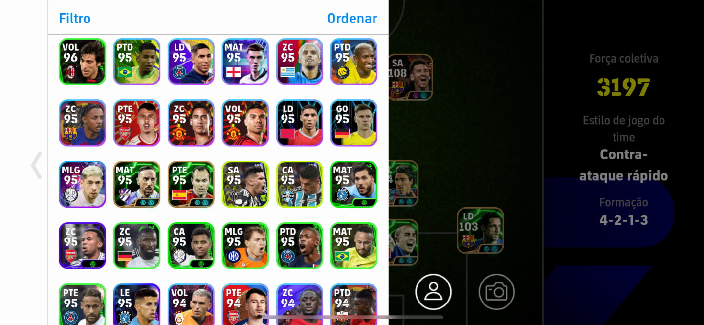 Conta efootbal mobile força do time 3.212