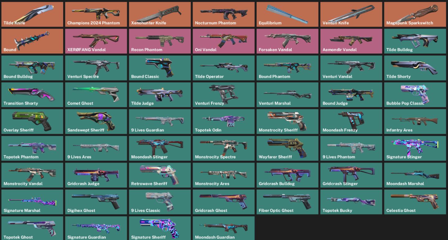 CONTA VALORANT 45 SKINS 6 FACA/CHAMPIONS2024,XERØFANG,ONI,RECON/FULL ACESSO