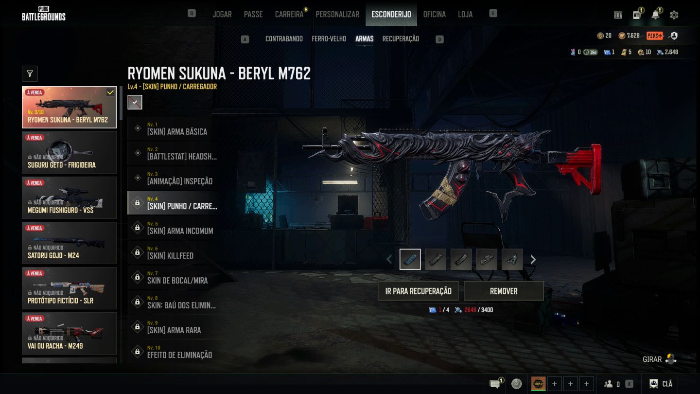 CONTA PUBG STEAM - BERYL SUKUNA LV3 + COMPETIDOR GALSYA LV1