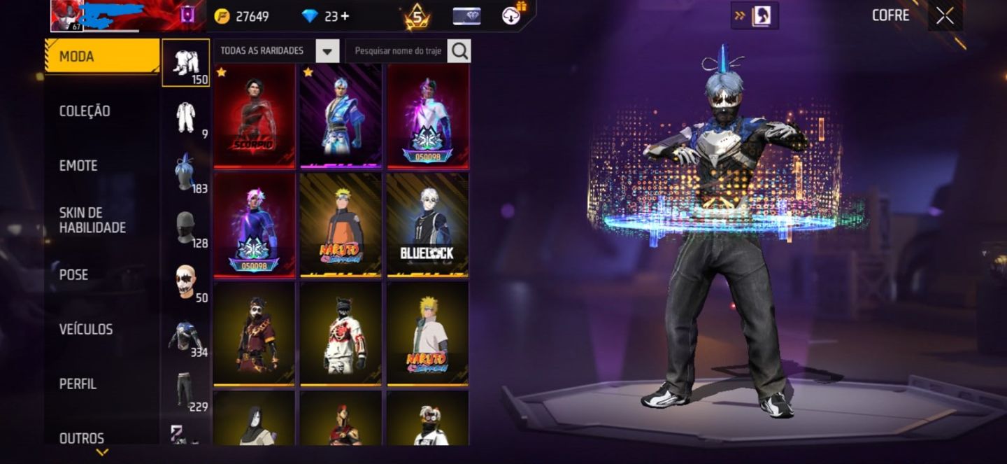 Conta Free Fire com Conjuntos Raros, Skins Exclusivas e Calças Angelicais top!