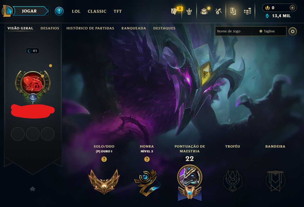 [Entrega Automática] Conta Lol Ouro, 47 Skins, 13K Ea, Upada na Mão, 100% Segura