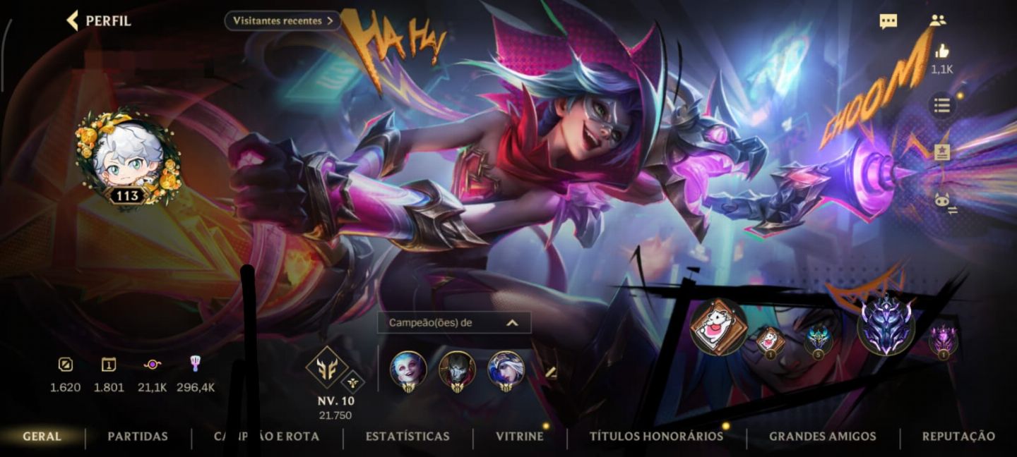 Conta League of Legends 342 skins + Wild Rift 112 skins