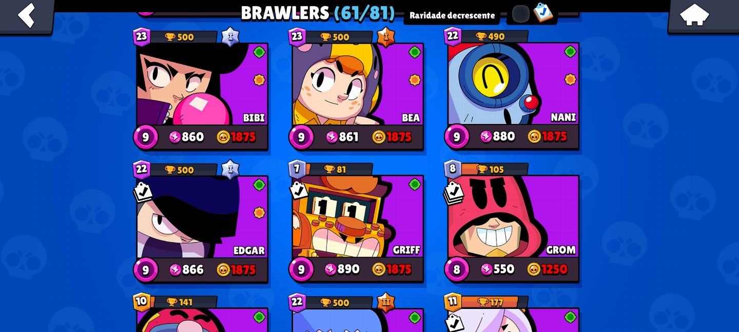 Super conta Brawl start com skin da Shelly estelar e muitos Brawl pass