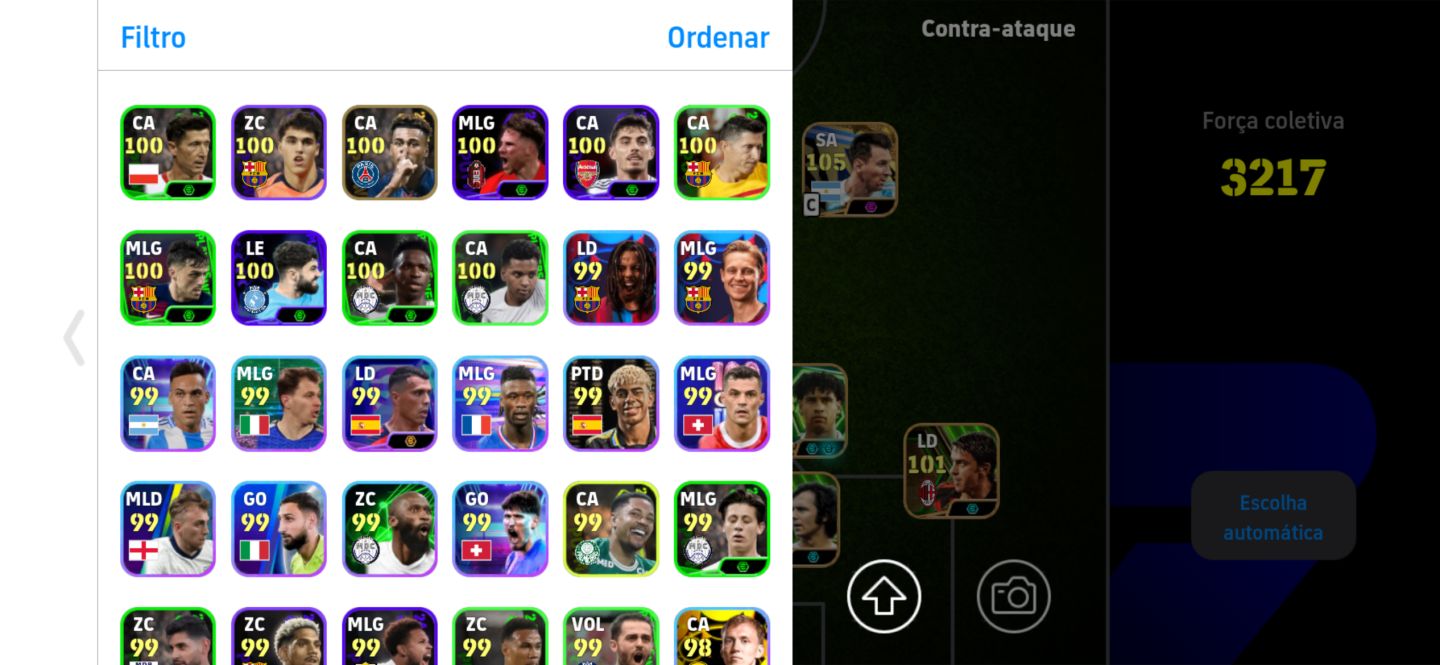 CONTA EFOOTBALL MOBILE À VENDA! ELENCO FORTE + 3217 DE FORÇA COLETIVA!