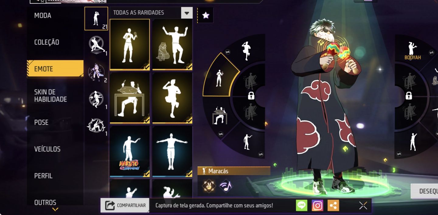 CONTA FREE FIRE COM ANGELICAL E ITACHI