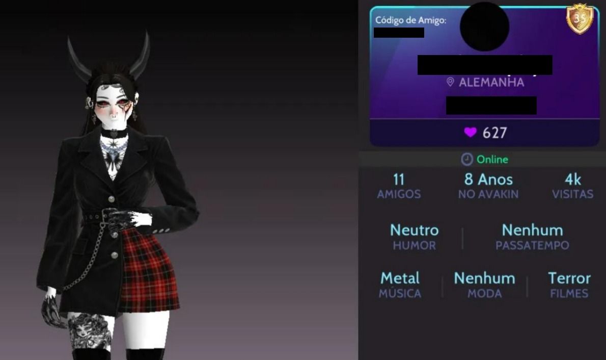 CONTA FEMININA - DARK/ALTERNATIVA (8 ANOS DE JOGO)