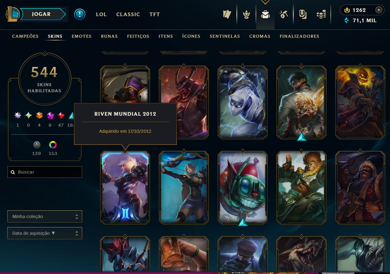 CONTA DE COLECIONADOR LOL + TFT + VALORANT