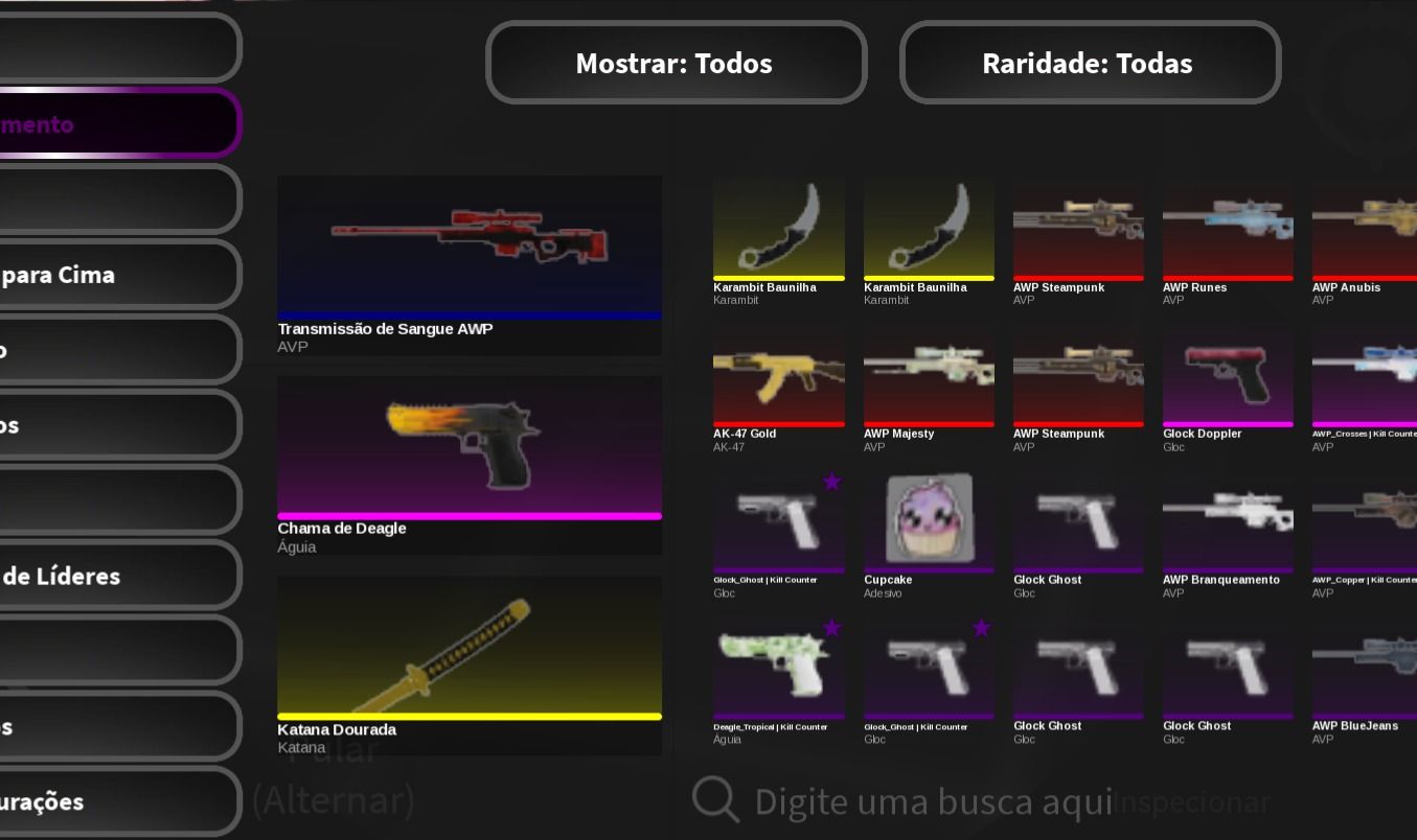Awp transmissão sangrenta e katana de ouro, combat surf