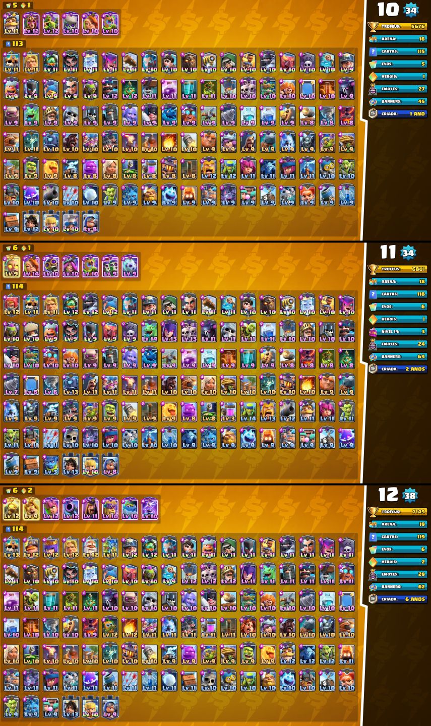 CONTAS UPADAS E BARATAS CLASH ROYALE +CAMPEÕES +EVOS E COM MAIS GEMAS