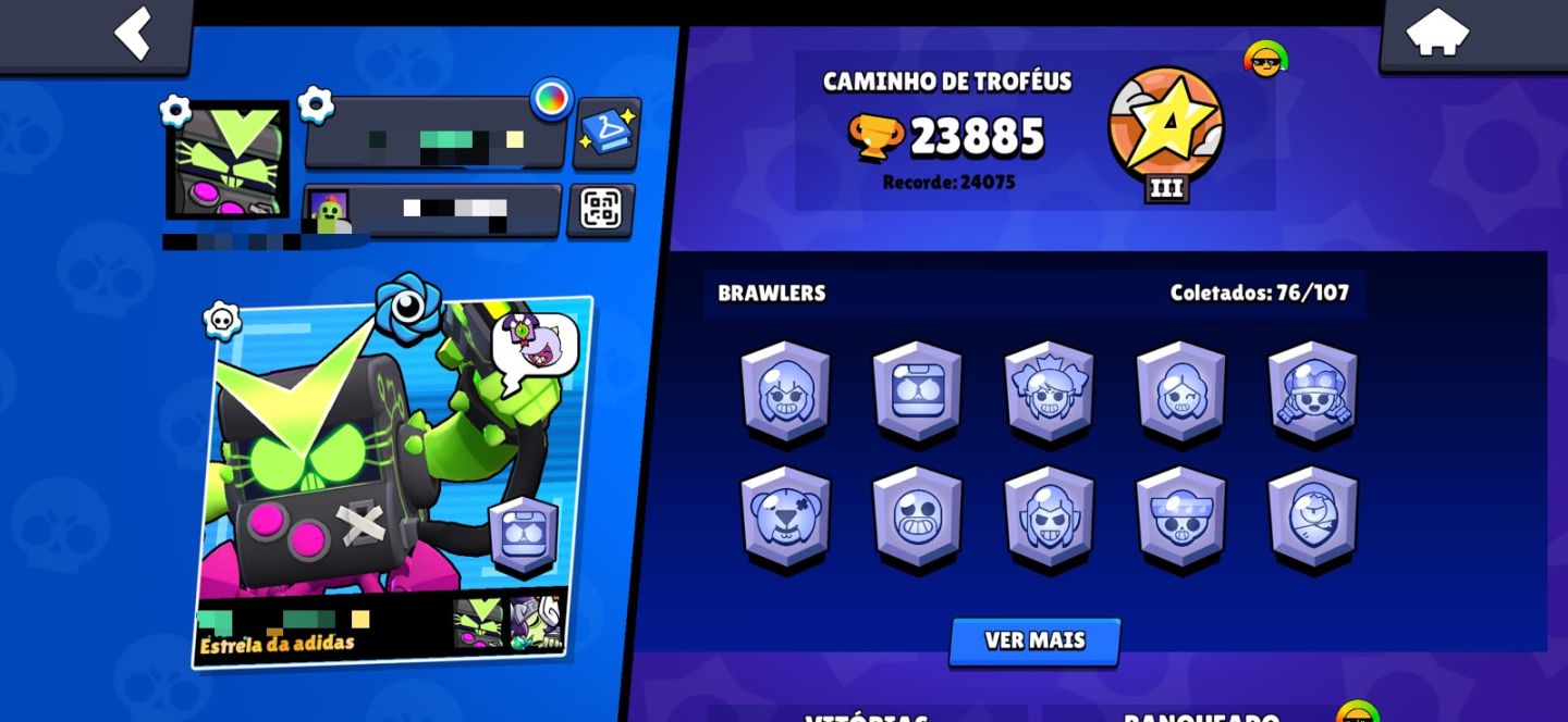 CONTA BRAWL STARS RARA! Colette Trixie, Vírus 8-Bit Original, Poco Starr e mais!