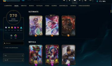CONTA LOL - 270 SKINS - UNRANKED - 70 CROMAS - LV 610 - DONO ÚNICO - SKINS BOAS