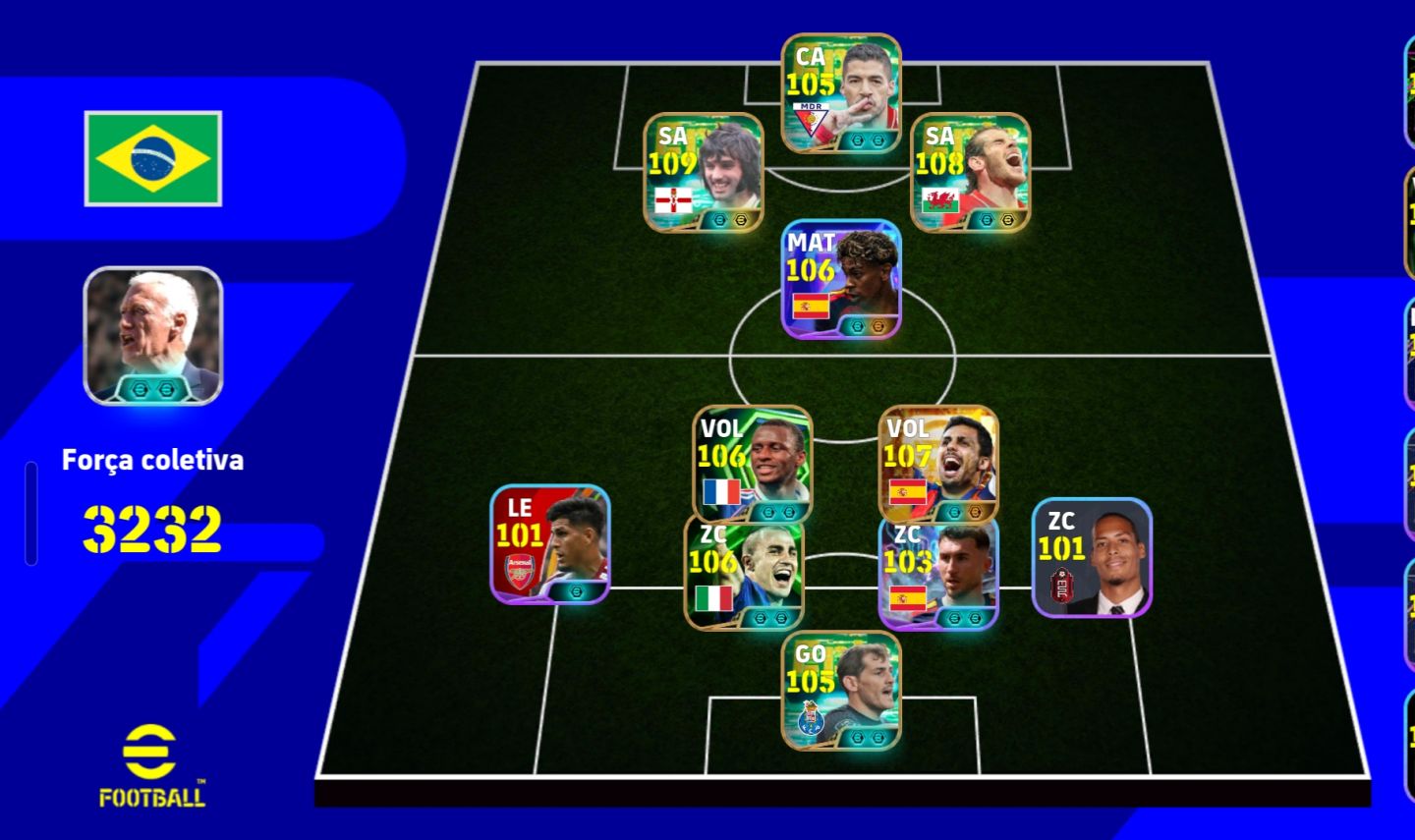CONTA EFOOTBALL 3232 FORÇA|RODRI,VIEIRA,YAMAL,GEORGE BEST,SUÁREZ E BALE|TIME TOP