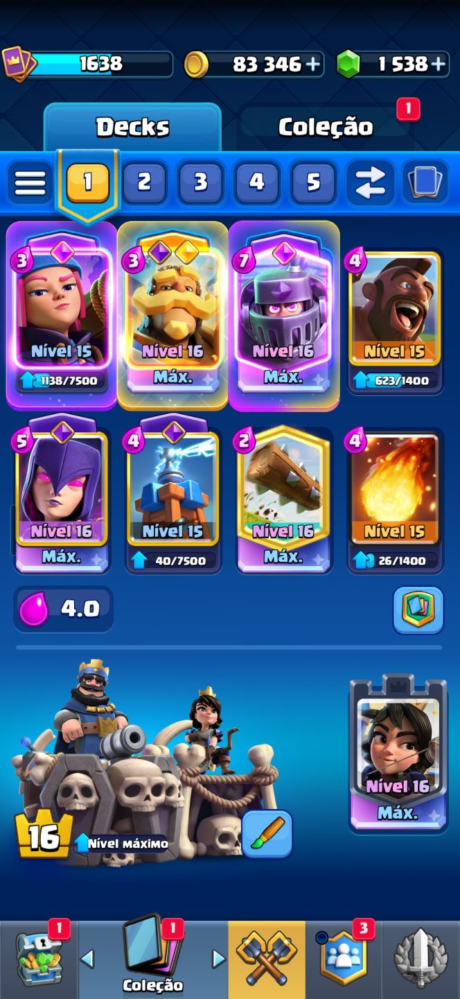 Conta clash royale 12k de troféus com todas as cartas
