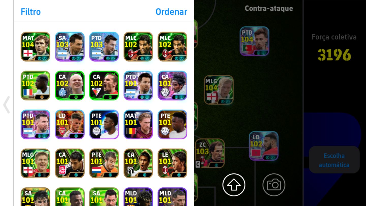 CONTA EFOOTBALL TOP 3196 DE FORÇA COLETIVA! TIME FORTE COM JOGADORES 105+ !!
