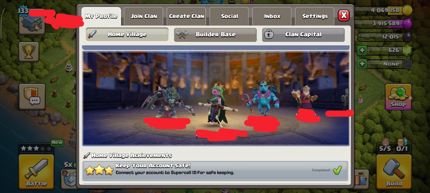 Conta CV12 maximizado clash of clans