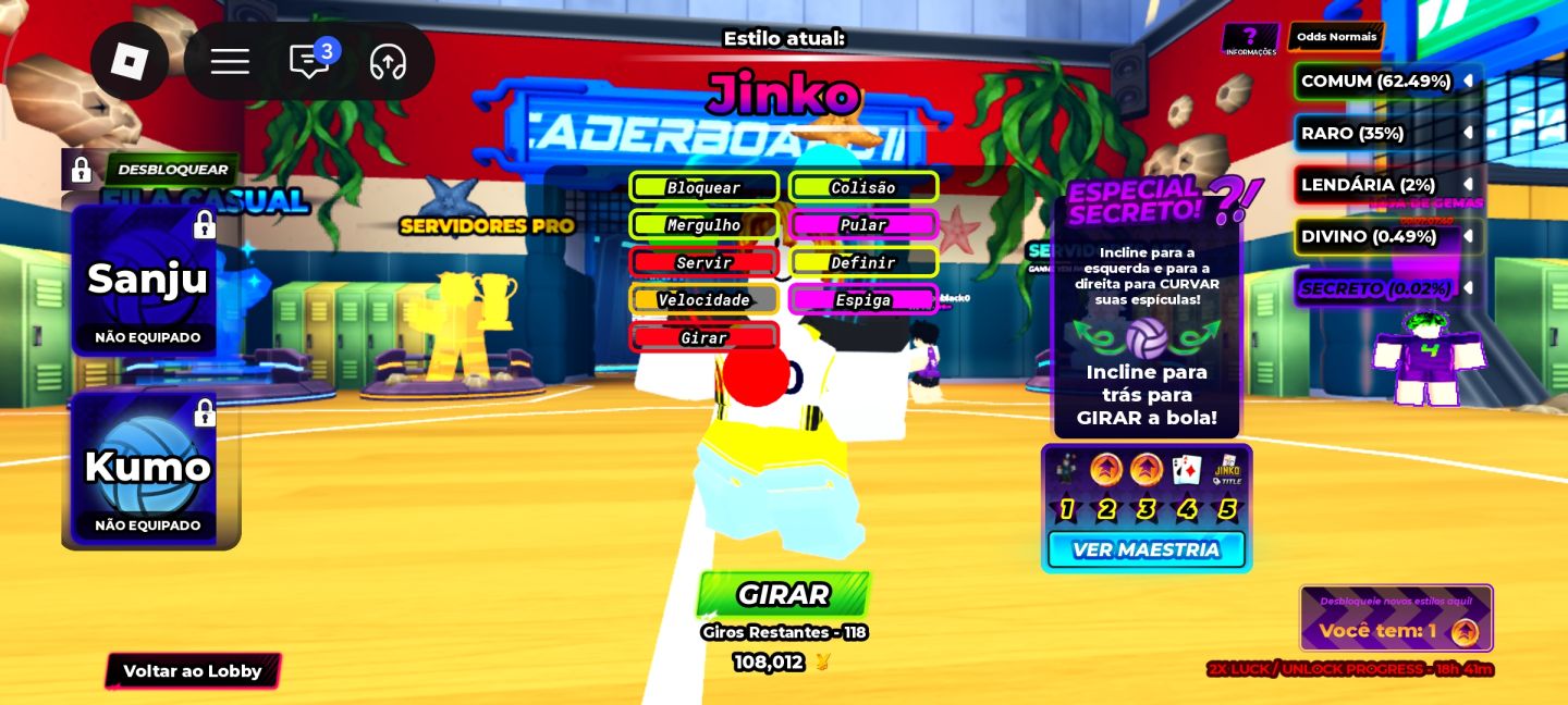 CONTA HAIKYU LEGENDS COM ESTILOS SECRETOS E COM ROBUX