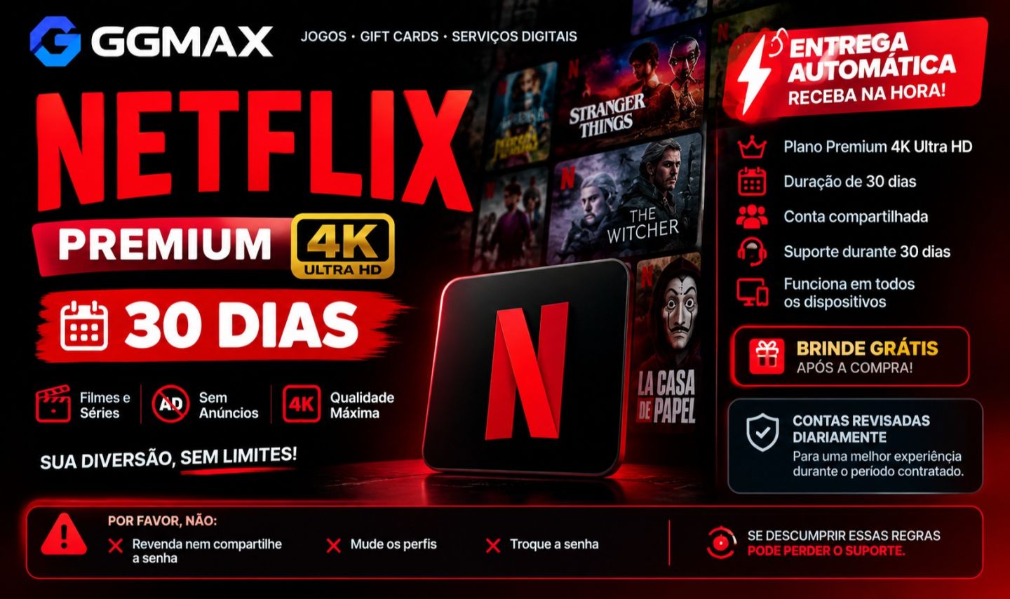 ( a Mais Barata ) Netflix 4K 30 dias Entrega Automática